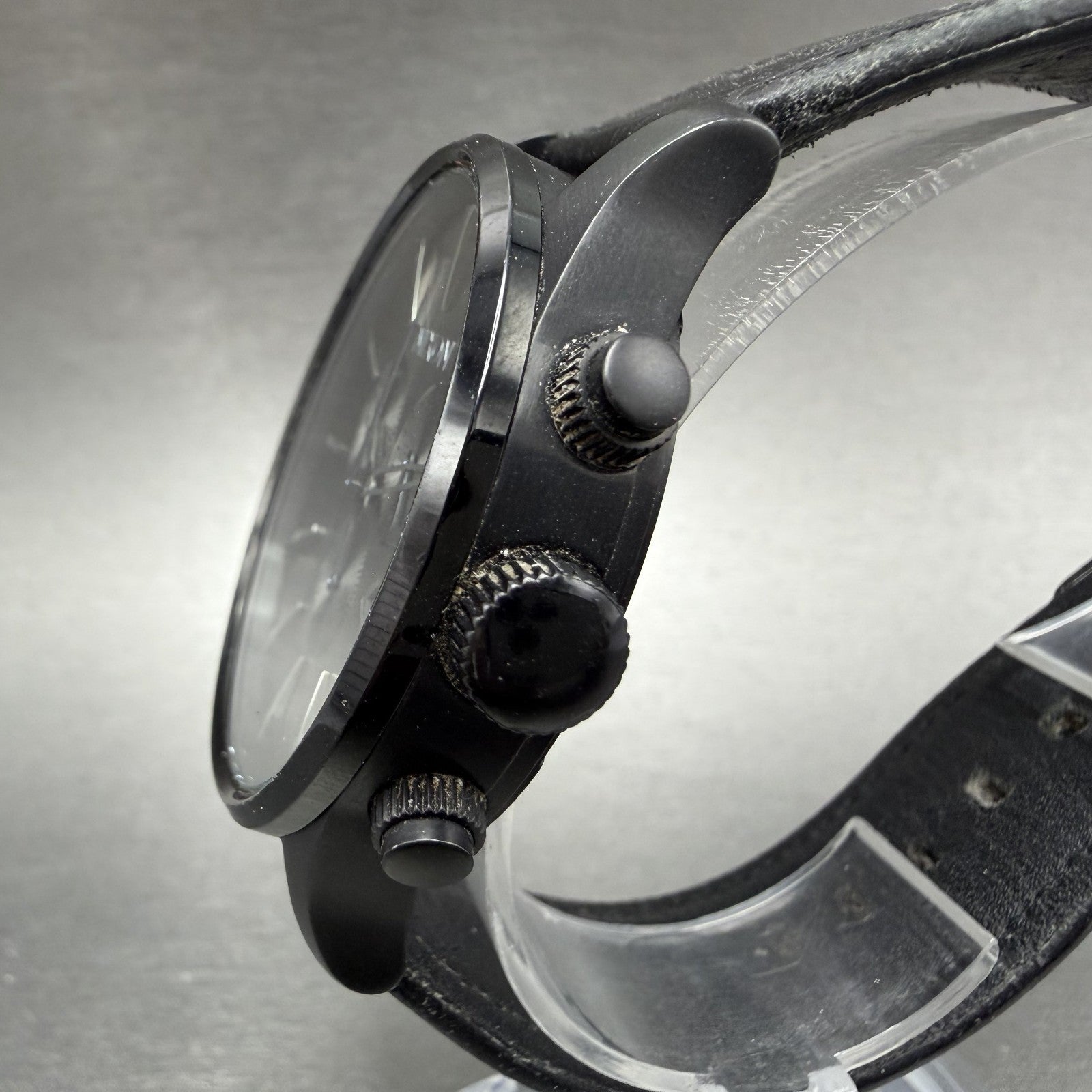 Nixon Sentry Chrono Watch Men 42mm Gray Dial Black Tone Date Round New Battery2
