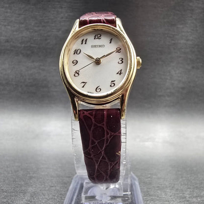 Seiko Watch Women 20mm White Dial Gold Tone Oval 1N01-0AW0 New Battery Vintage5