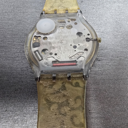 Swatch Portrait Watch Men 34mm Silver Dial Clear Case Round SFK150P New Battery14