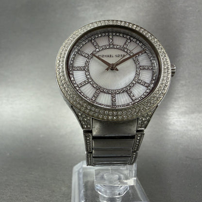 Michael Kors Kerry Watch Women 37mm MOP Dial Silver Tone Crystal Accent New Batt5
