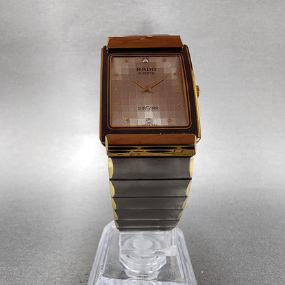 Rado Diastar Watch Men 23mm Gray Dial Black Tone Rectangle 153.0522.3 New Batt