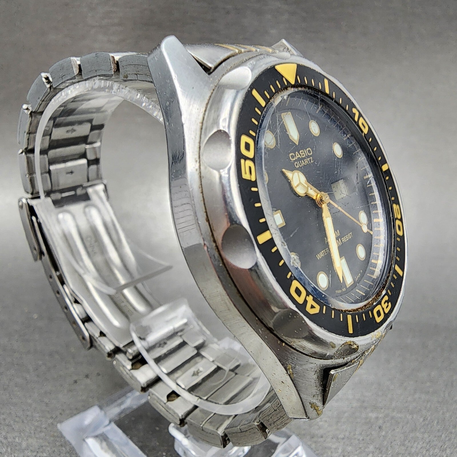 Casio MMA200 Dive Watch Men 42mm Black Dial Steel Analog Digital READ!!!!! Runs4