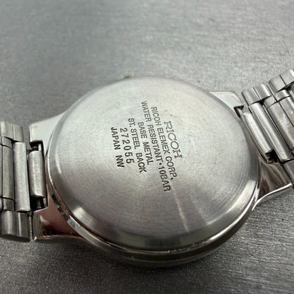 Ricoh Watch Men 32mm Silver Dial Two Tone Round Bracelet New battery VTG9
