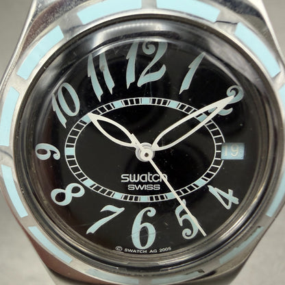 Swatch Irony Fresh Breath Watch Women 33mm Black Dial Steel Date SCK407 New batt1