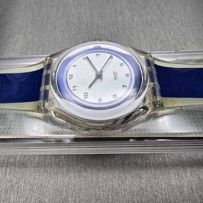 Swatch Gent SMALL IN BIG Watch Men 34mm White Dial Clear Case GK254 New Battery5