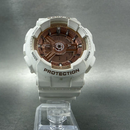 Casio Baby-G Watch Women 43mm Digital Rose Dial White Tone BA-110 New Battery AB5