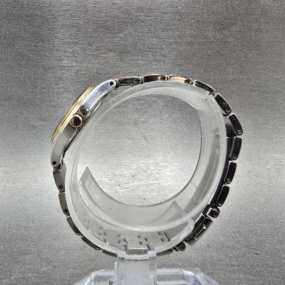 Seiko Solar Watch Women 22mm White Dial Two Tone Round V115-0AG0 Runs6