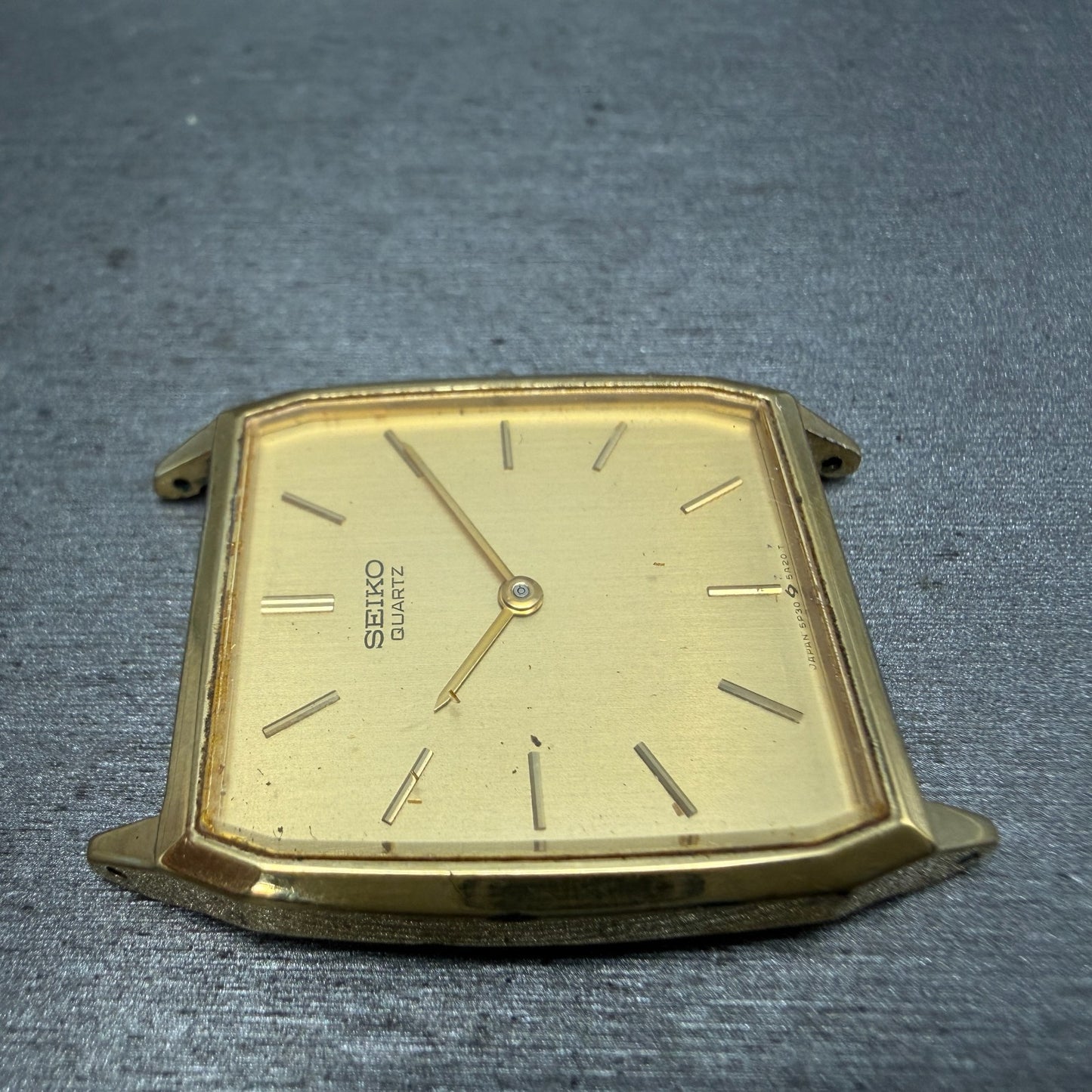 Seiko Watch Men 27mm Champagne Dial Gold Tone Rectangle 5P30-5A10 PARTS Vintage4