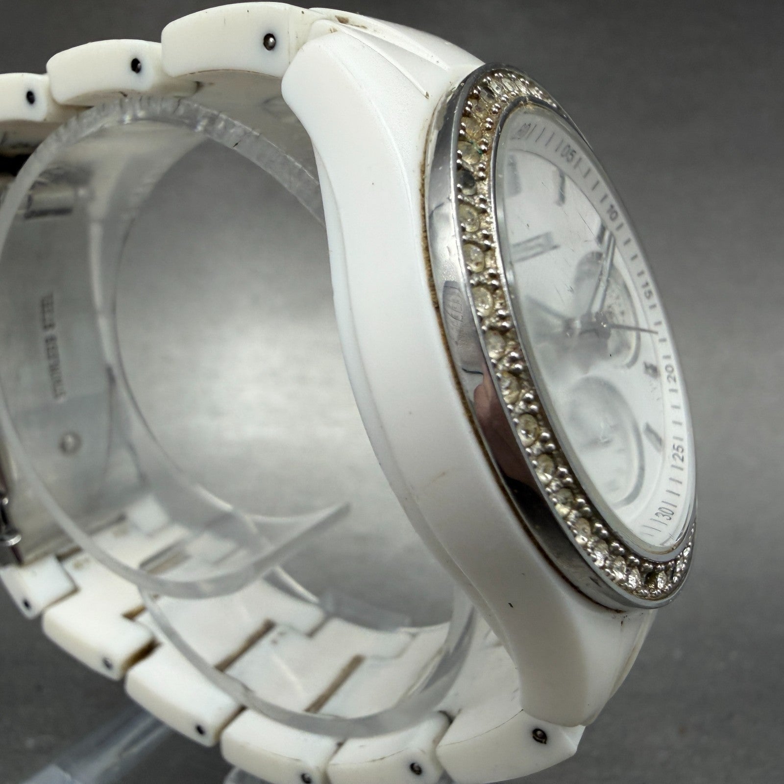 Fossil Stella Watch Women 38mm White Dial White Tone Round ES1967 New Battery3