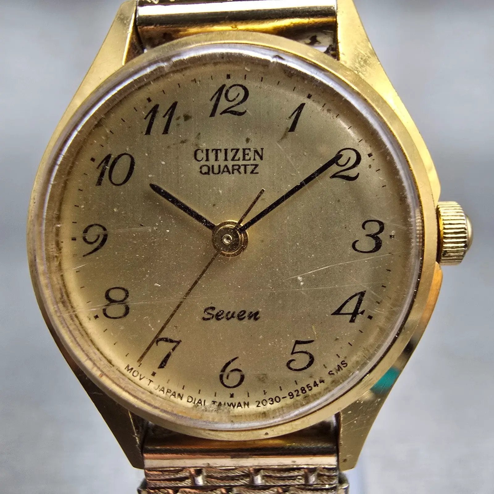 Citizen Seven Watch Women 22mm Gold Dial Gold Tone Round 2030-041682 New Battery1