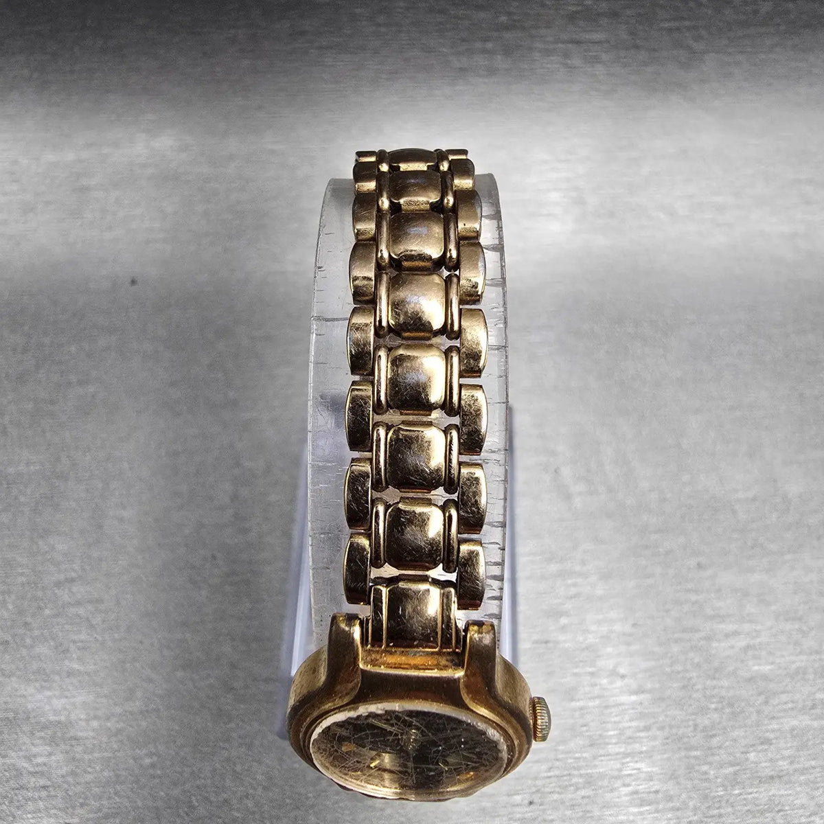 Seiko Watch Women 19mm Black Dial Gold Tone Round V401-0289 New Battery Vintage24