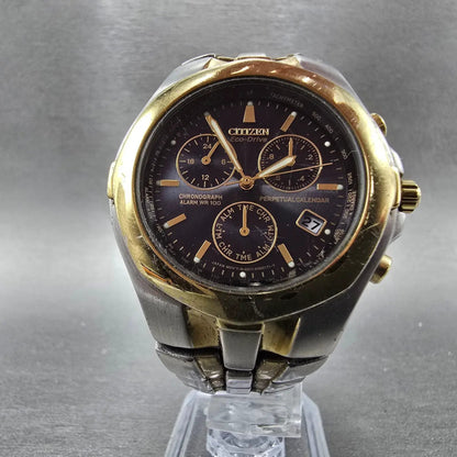 Citizen Eco-Drive Chrono Watch Men 39mm Blue Dial Two Tone E811-K001218 PARTS8
