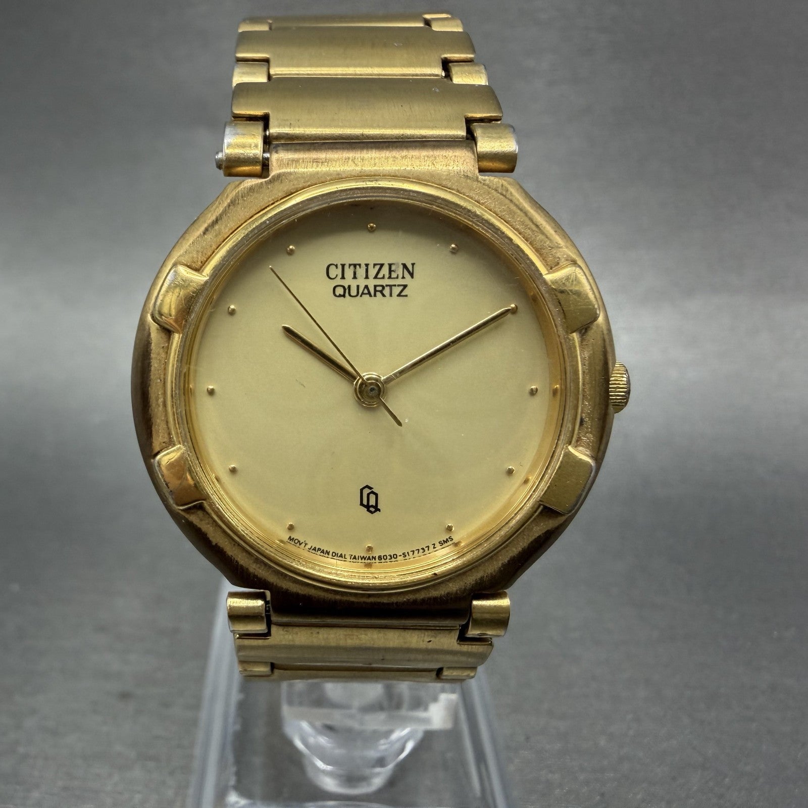 Citizen CQ Watch Men 31mm Gold Dial Gold Tone Round 6030S04646 New Battery0