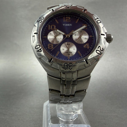 Timex Dinamica Watch Men 39mm Blue Dial Silver Tone Daydate T2G501 New Battery5