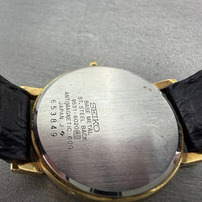 Seiko Dolce Watch Men 31mm Champagne Dial Gold Tone Round 9531-6020 New BatteryA9