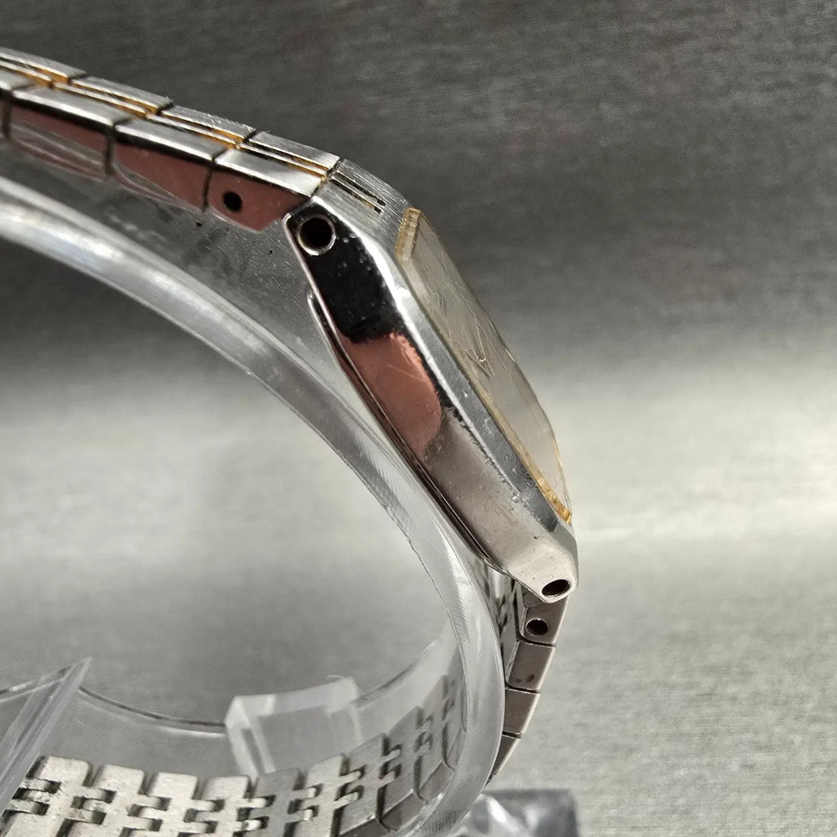 Seiko Watch Women 16mm Silver Dial Two Tone Rectangle 2C20-5209 New Battery VTG3