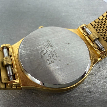 Citizen CQ Watch Men 31mm Gray Dial Gold Tone Round 6031-K06584 New Battery9