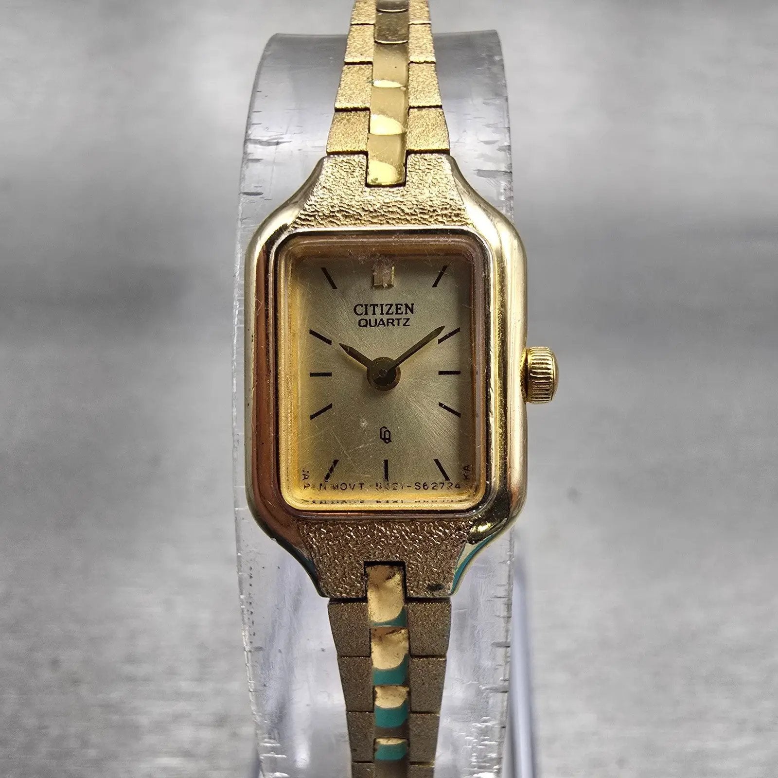 Citizen CQ Watch Women 13mm Champagne Dial Gold Tone 5421-S21389 New Battery VTG0