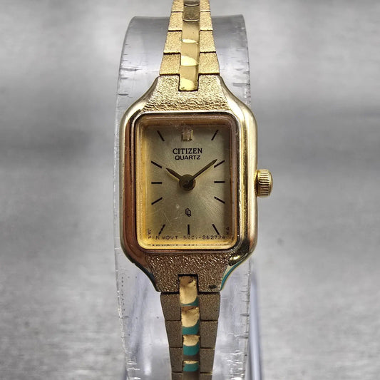 Citizen CQ Watch Women 13mm Champagne Dial Gold Tone 5421-S21389 New Battery VTG0