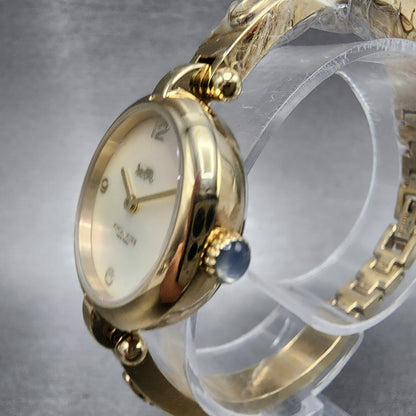 Coach Carry Watch Women 26mm MOP Dial Gold Tone Bangle Round 145040062