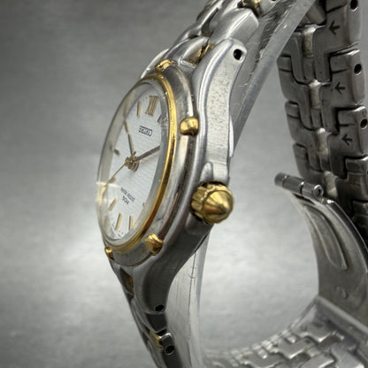 Seiko Watch Women 26mm White Dial Two Tone Date Round 7n82-0599 New Battery LYTD1