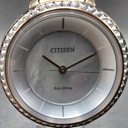 Citizen Silhouette Crystal Eco-Drive Watch Women 30mm MOP Dial Rose Gold Round z1
