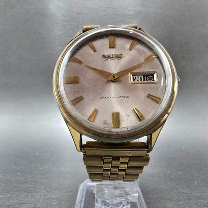 Seiko Automatic Watch Men 37mm Silver Dial Gold Tone Daydate 6619-9990 READ!!!!!5