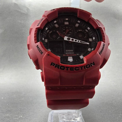 Casio G-Shock GA-100B Watch Men 51mm Red Black Alarm Chrono Analog Digital READ!5