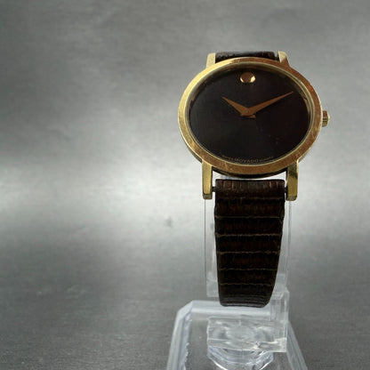 Movado Muesem Watch Women 25mm Black Dial Gold Tone Round 87-25-832 PARTS6