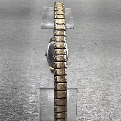 Seiko Watch Women 17mm White Dial Gold Tone Rectangle 2320-6559 New Battery VTG7