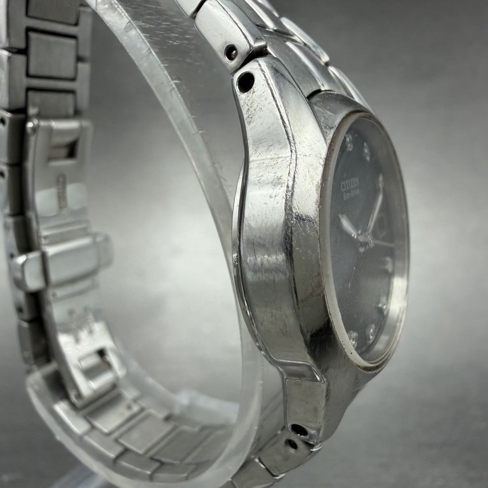 Citizen Eco-Drive Watch Women 26mm Black Dial Steel Date Round E011-S058503 67123
