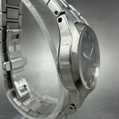 Citizen Eco-Drive Watch Women 26mm Black Dial Steel Date Round E011-S058503 67123