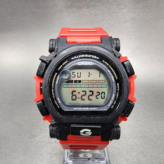 Casio GShock DW003 Watch Men 44mm Digital Black Red Round READ!!! New Battery0