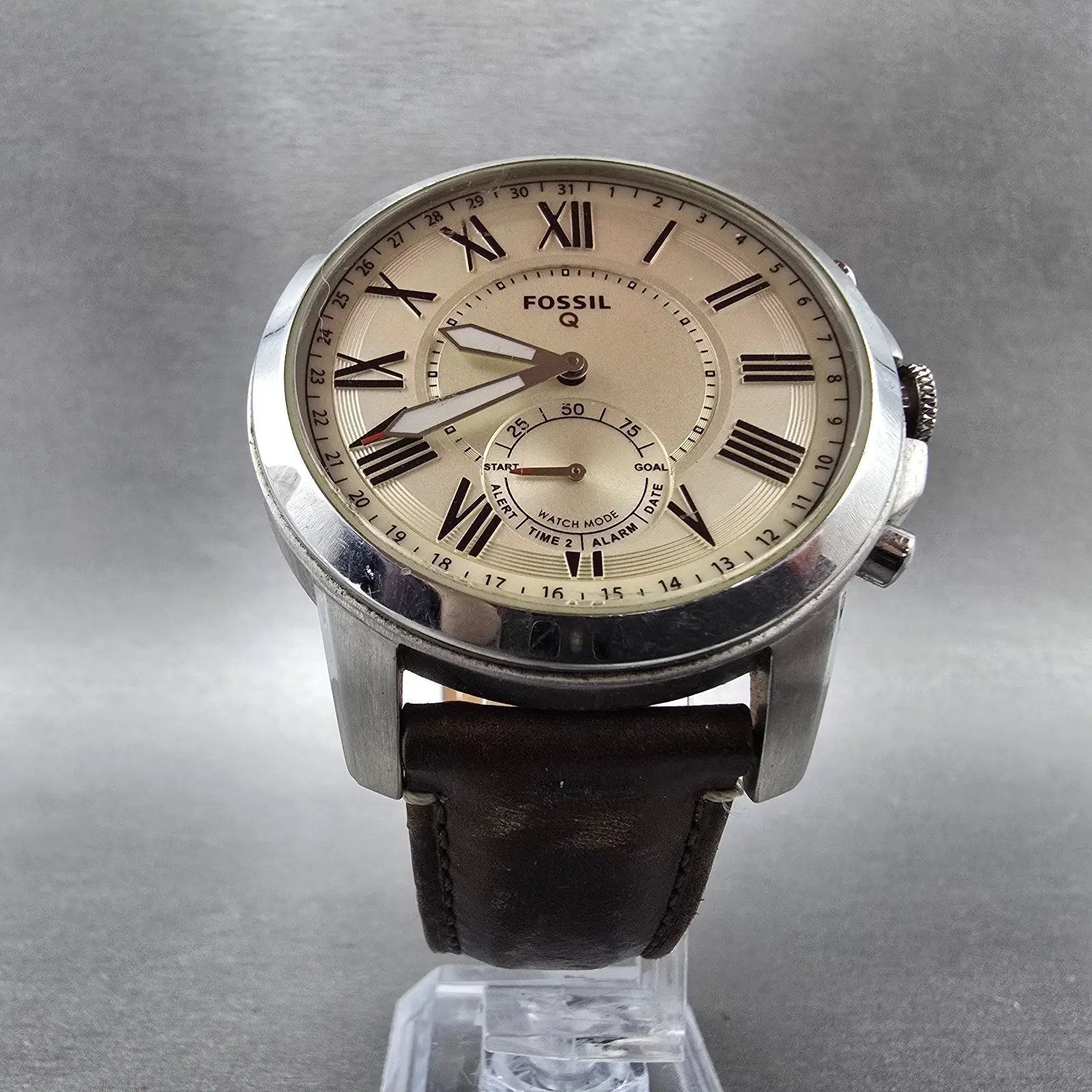 Fossil Q Grant Watch Men 44mm Cream Dial Stainless Steel FTW118 Round New Batt6