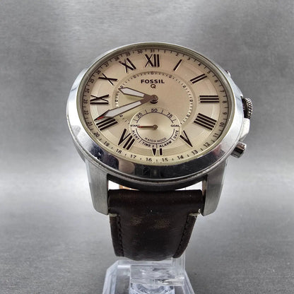 Fossil Q Grant Watch Men 44mm Cream Dial Stainless Steel FTW118 Round New Batt6