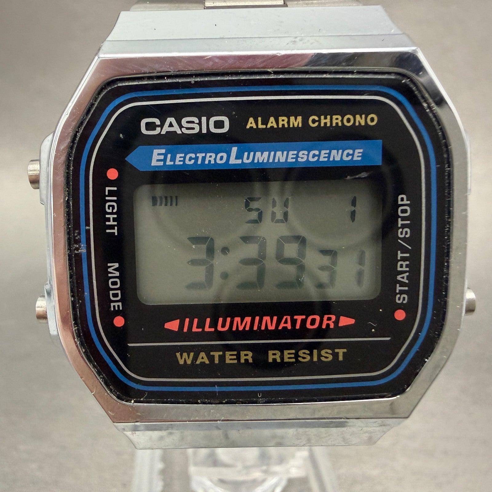 Casio A168 Illuminator Watch Men 36mm Digital Silver Tone Alarm Chrono New BattP1