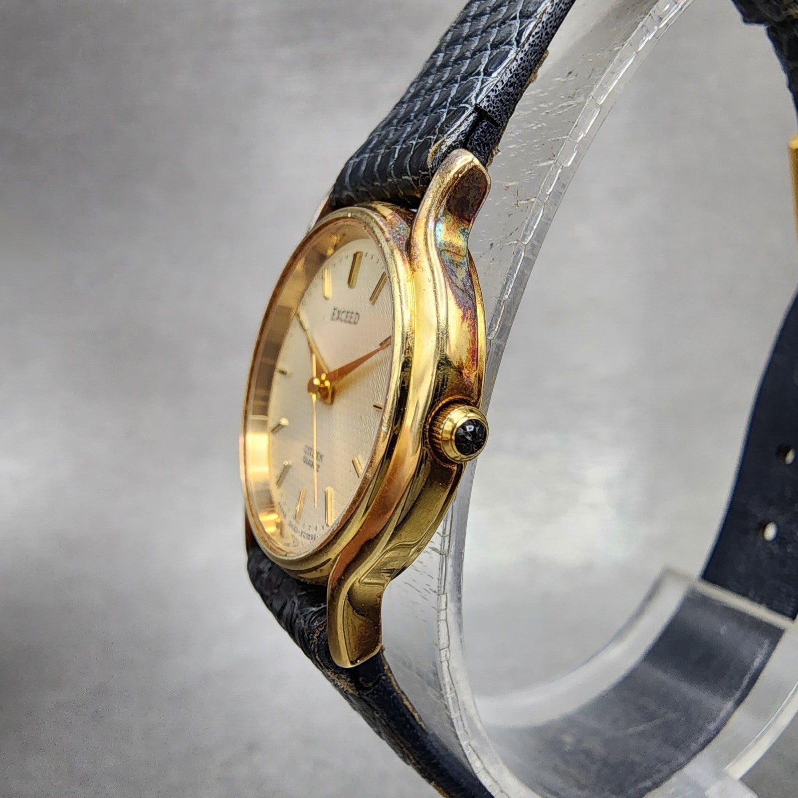 Citizen Exceed Watch Women 23mm Champagne Dial Gold Tone Round New Battery2