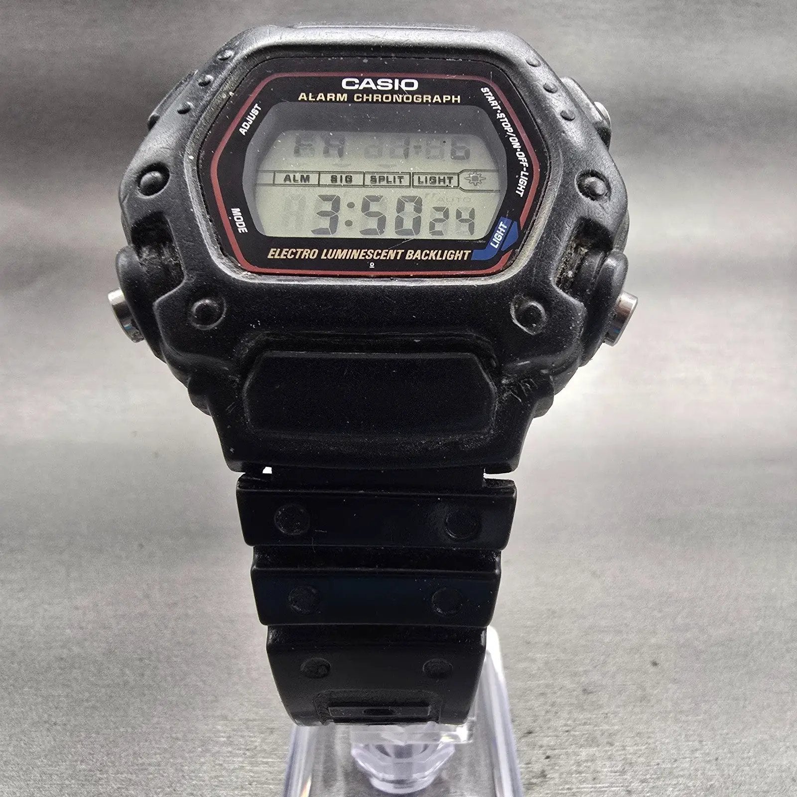 Casio DW-290 Digital Watch Men 46mm Black Dial Black Alarm Chrono New Battery5