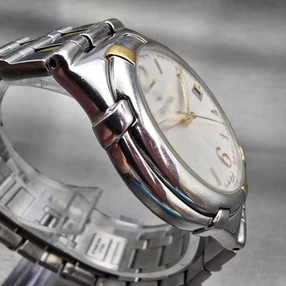 Bulova Watch Men 38mm White Dial Two Tone Date Round 98H02 New Battery3