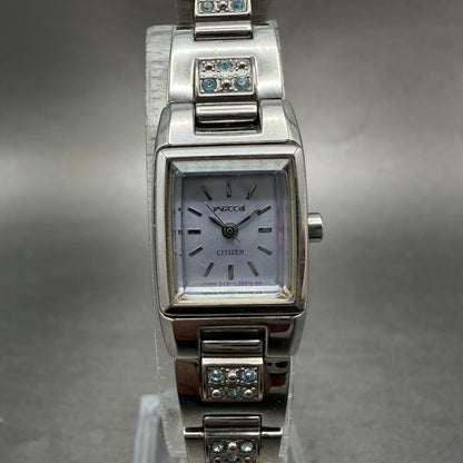 Citizen Wicca Watch Women 15mm Blue Dial Silver Rectangle 5431-L20891 New Batt0