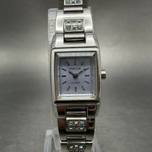 Citizen Wicca Watch Women 15mm Blue Dial Silver Rectangle 5431-L20891 New Batt0