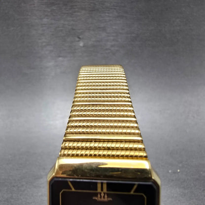 Seiko Tank Watch Men 24mm Black Dial Gold Tone Rectangle 8Y21-509A New Battery4