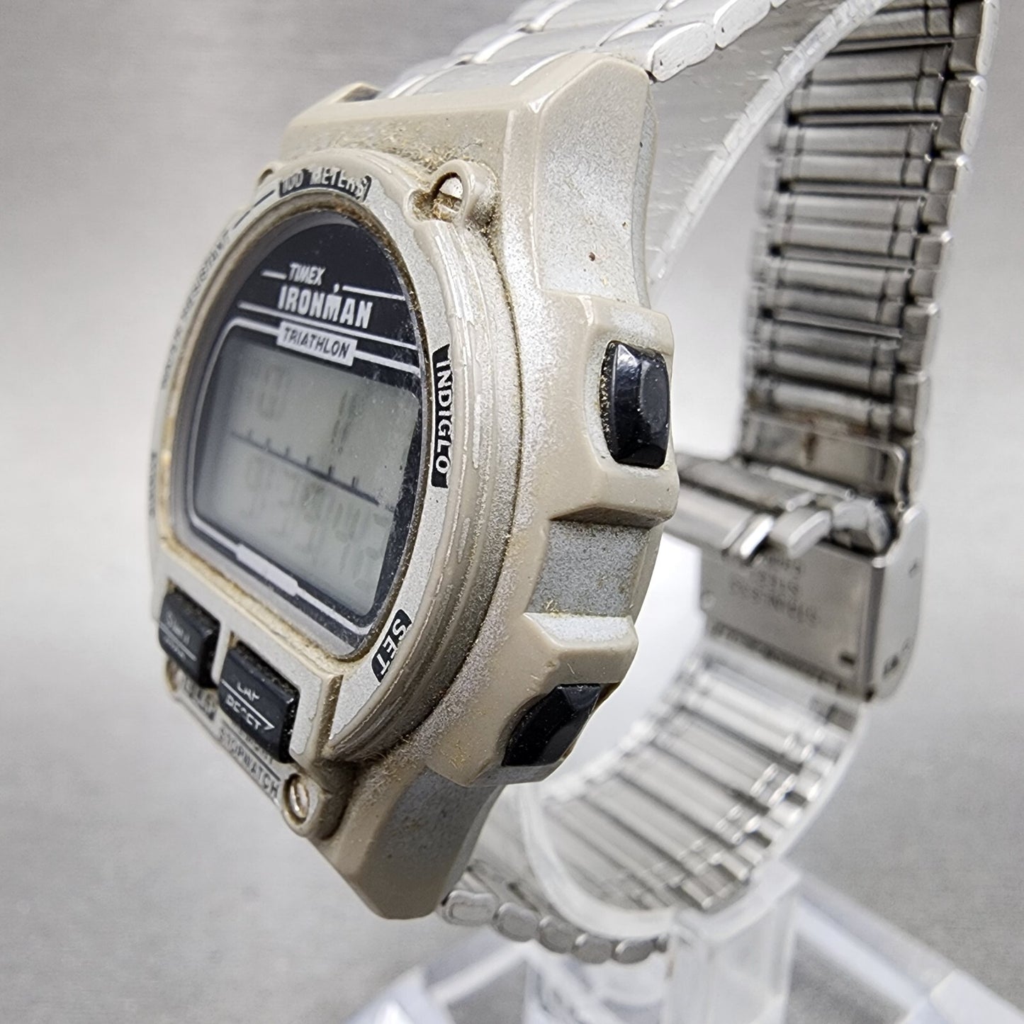 Timex Ironman Watch Women 32mm Digital Silver Tone Round New Battery VTG2