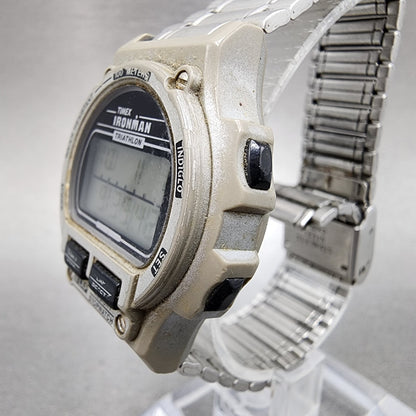 Timex Ironman Watch Women 32mm Digital Silver Tone Round New Battery VTG2