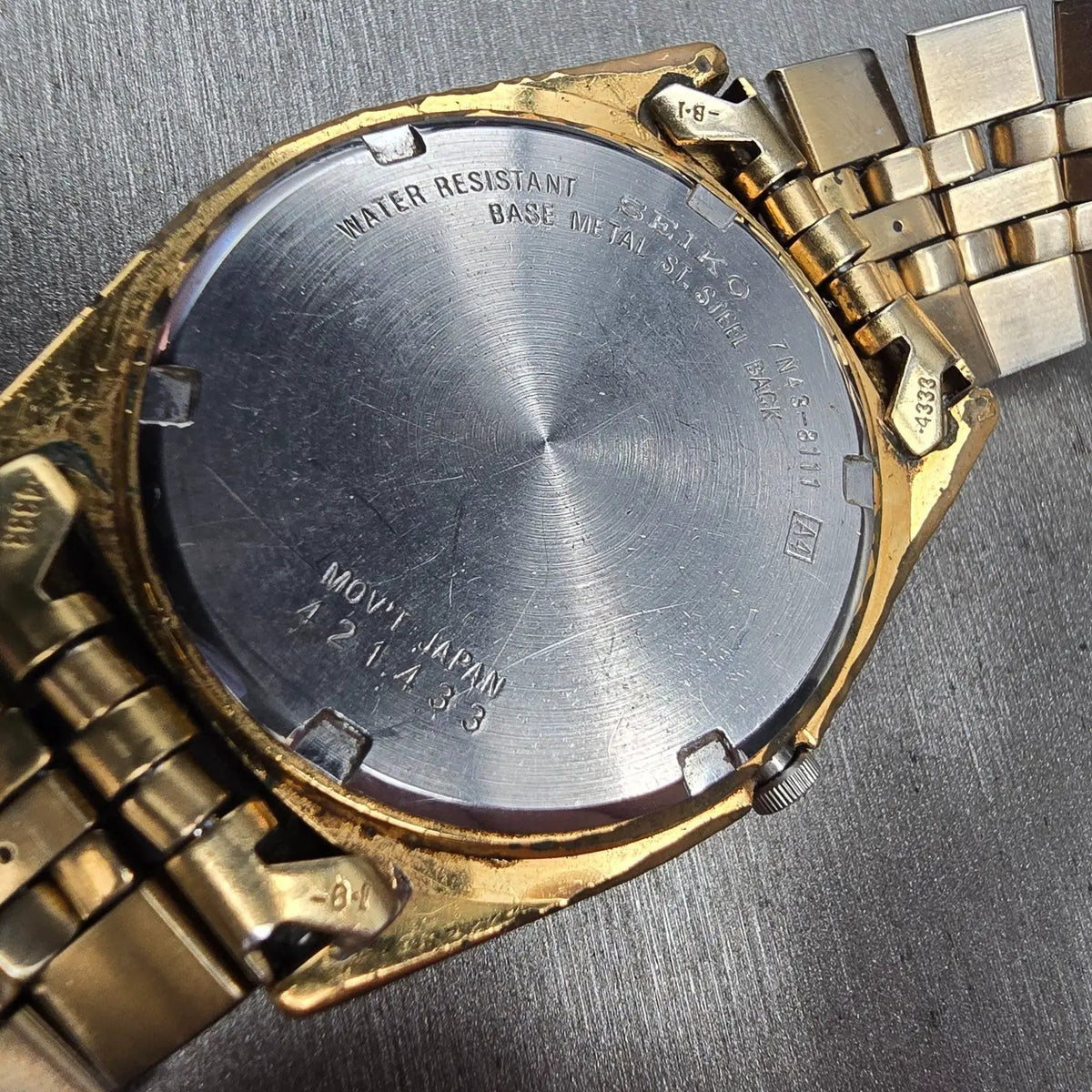 Seiko President Watch Men 36mm Gold Dial Gold Tone Daydate 7N43-8111 New Battery10