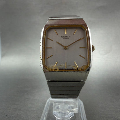 Seiko Tank Watch Men 27mm Silver Tone Silver Tone 6530-5530 New Battery Vintage5