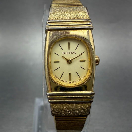 Bulova Tank Watch Women 14mm Champagne Dial Gold Tone 84326 New Battery Vintage0