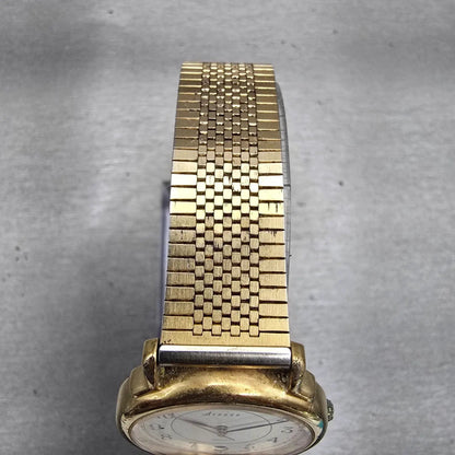 Seiko Avenue Watch Men 32mm Cream Dial Gold Tone Date 5H22-6150 New Battery VTG4
