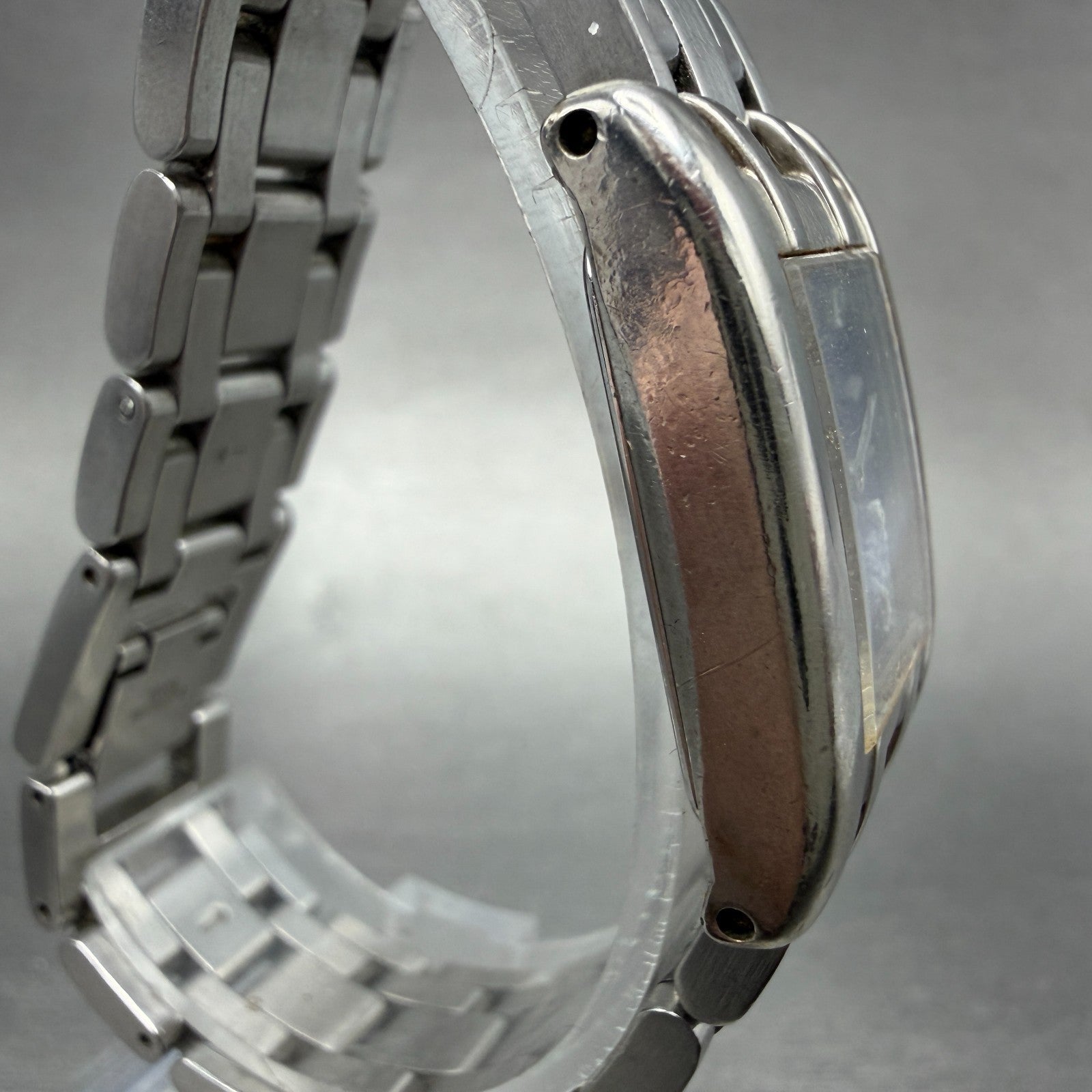 Cyma Tank Watch Women 20mm Blue Dial Silver Tone Rectangle 730 New Battery3