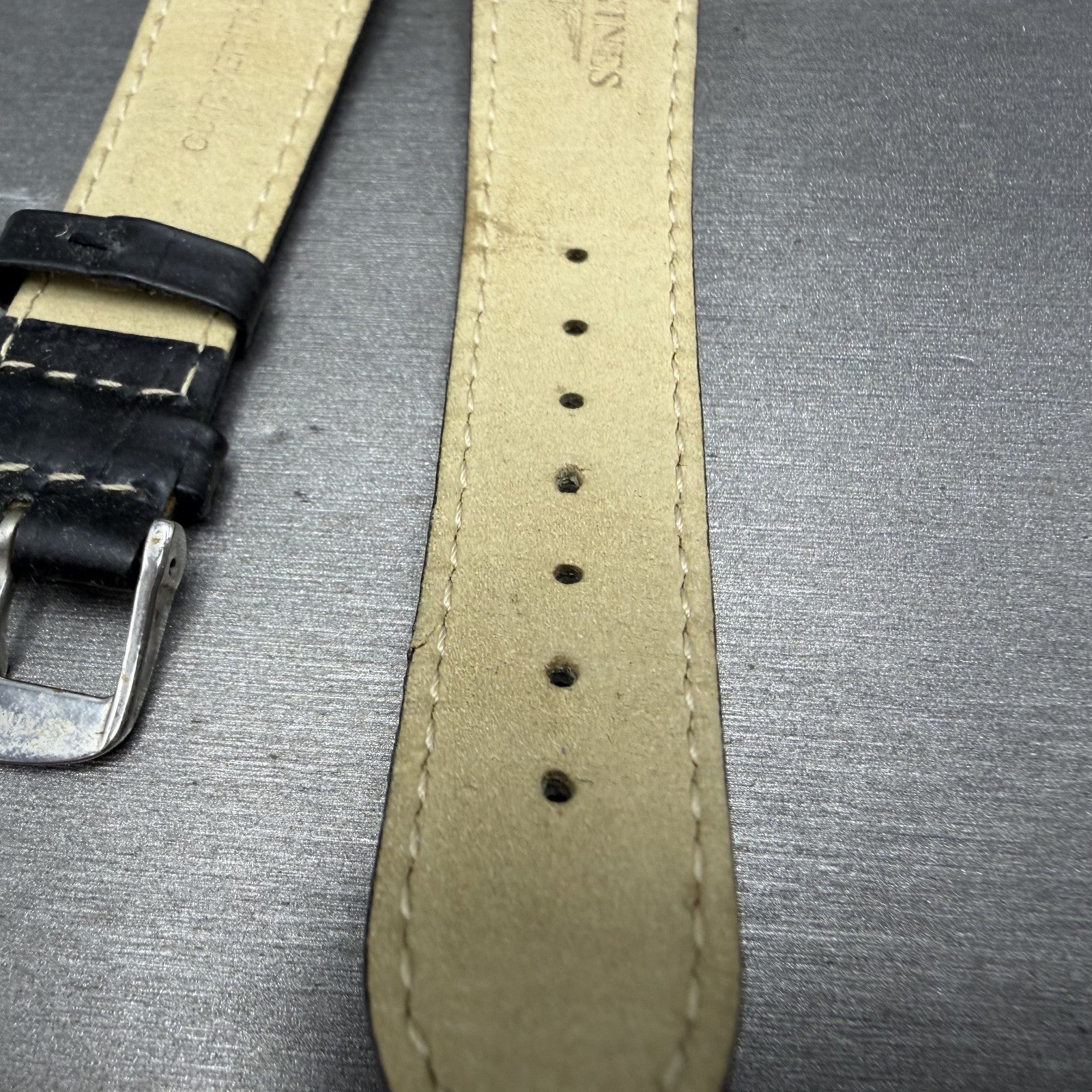 Longines Leather Band 20mm Black Crocodile grain Vintage Silver Buckle10